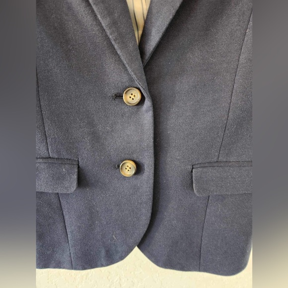 H&M NWT Navy Blue Blazer Women's Size 8 Brown Elbow Patch Career Office Preppy - Picture 8 of 11